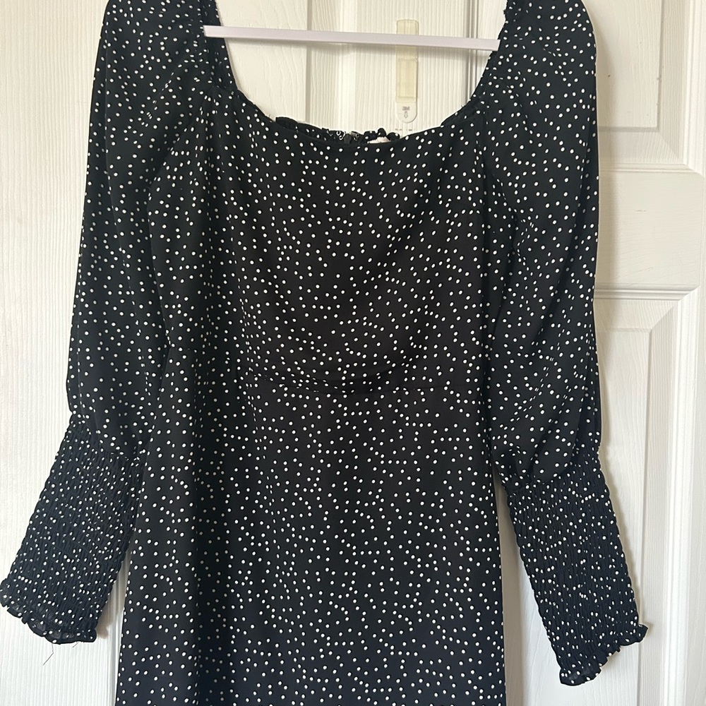 Francesca's Collections Black and White Bishop Sleeve Sundress